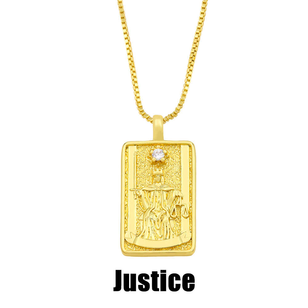 22 Tarot brand necklaces, creative trend, rectangular diamond necklace, unisex nka030_voghion.com