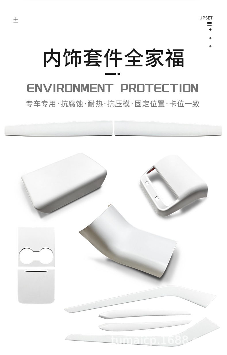 Suitable for Tesla Model3Y Interior White Modified Armrest Box Cover Dashboard Door Decorative Strip Modification