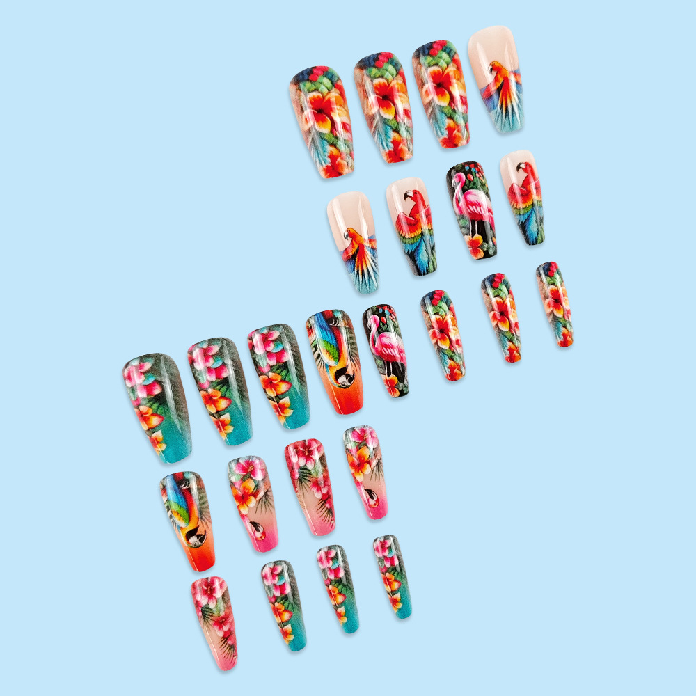 Verano tropical sensación de la atmósfera de usar uñas transfronterizas 24 piezas de manicura directa para el viento de las chicas calientes desmontables uñas falsas