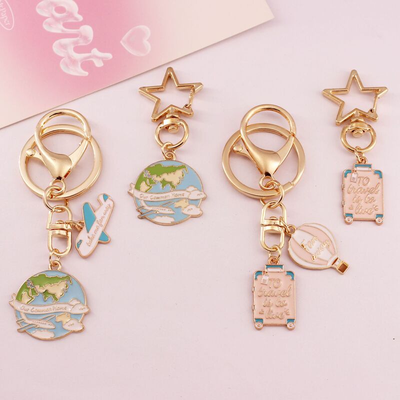 Cloud Airplane Earth Alloy Dripping Oil Keychain Star Buckle Jewelry Exquisite Girl Gift Best Friend Bag Pendant
