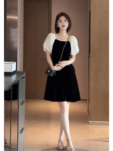 高端欧货洋气法式浪漫裙子高级感超好看显身材黑色a字连衣裙夏季