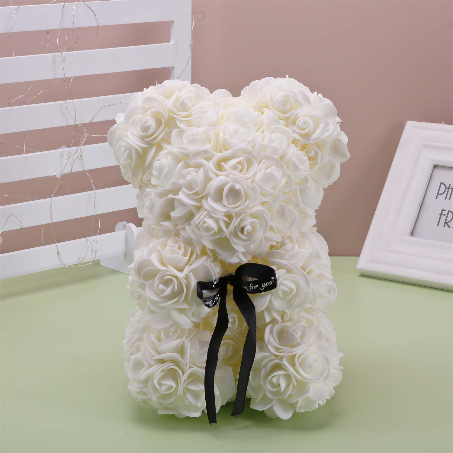Flor preservada oso rosa 520 regalo del Día de San Valentín tienda de flores supermercado PE espuma flor abrazo oso rosa