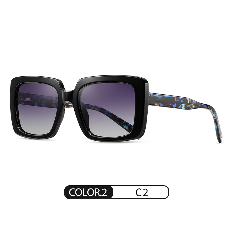 Gafas de sol polarizadas de montura grande de tendencia europea y americana S26129 Gafas de sol de hoja de protección solar sin maquillaje de moda Gafas de sol personalizadas