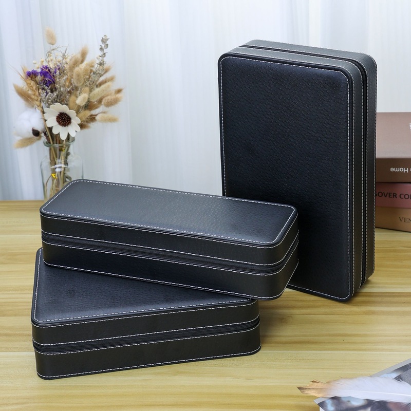 時計ボックス大容量ハイエンド pu レザードロップシッピングジッパー時計収納ボックスハイエンドマルチポジション卸売|undefined