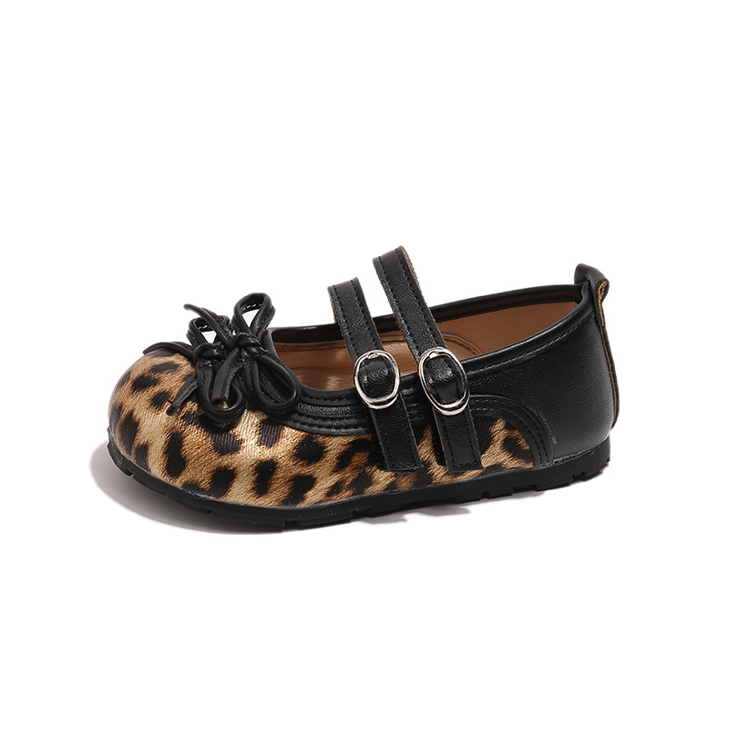 Mädchen-Mary-Janes mit Leopardenmuster – Ballerinas mit weicher Sohle für Kleinkinder bis Schulkinder, elegante Schuhe im koreanischen Stil für Schule und Partys_voghion.com