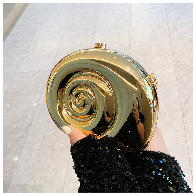Nueva bolsa de cena de mujer creativa caracol concha de acrílico bolsa de mano personalidad brillante bolsa de noche
