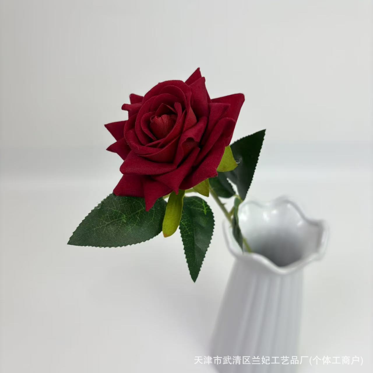 Simulación de tela de terciopelo pequeño ángulo rosa de San Valentín en el hogar hotel boda rosa decoración de pared flores de seda flores falsas