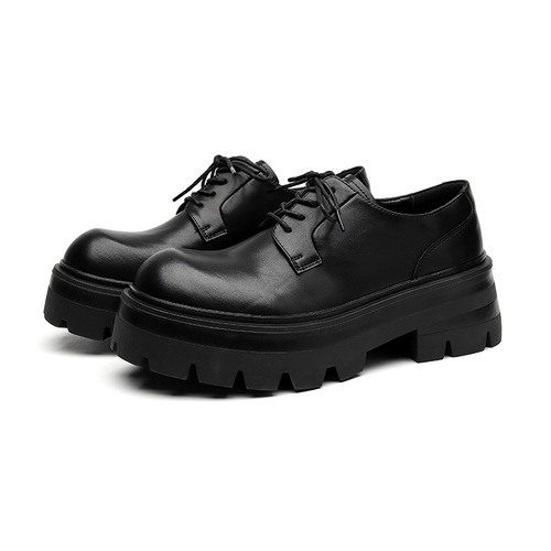 Men's leather shoes, business formal wear, large toe, high-end, British style, thick sole, heightening wedding groom's derby shoes 8133-R