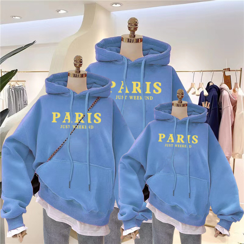 Padres e hijos usan un suéter de otoño de tres bocas 2023 nueva moda madre-hijo madre-hija Otoño e invierno abrigo de manga larga con forro polar estilo occidental