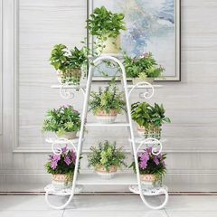 フラワーシェルフ多層リビングルームバルコニーホームヨーロピアンスタイルフラワーシェルフ屋内中庭床置き収納アイアンポトスフラワーポットラック