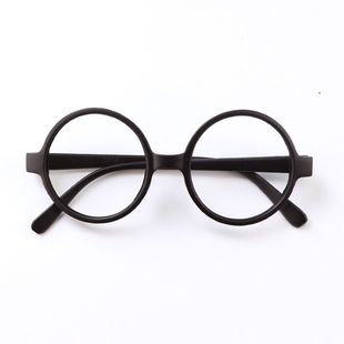 Round Frame No Lens Glasses Frame Black Frame Glasses Men's and Women's Fashion Vintage Decoration Fashion Performance Props