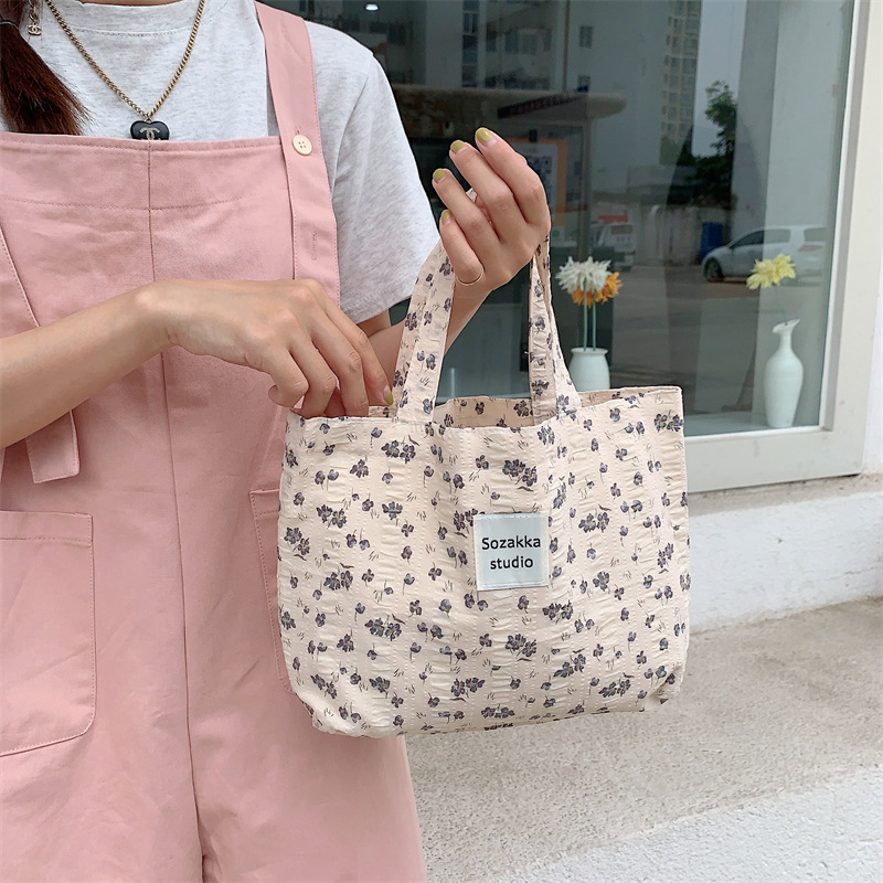 36251 Vintage floral canvas cosmetic bag, large-capacity handbag, women's single-shoulder crossbody bag, tote bag, underarm bag undefined