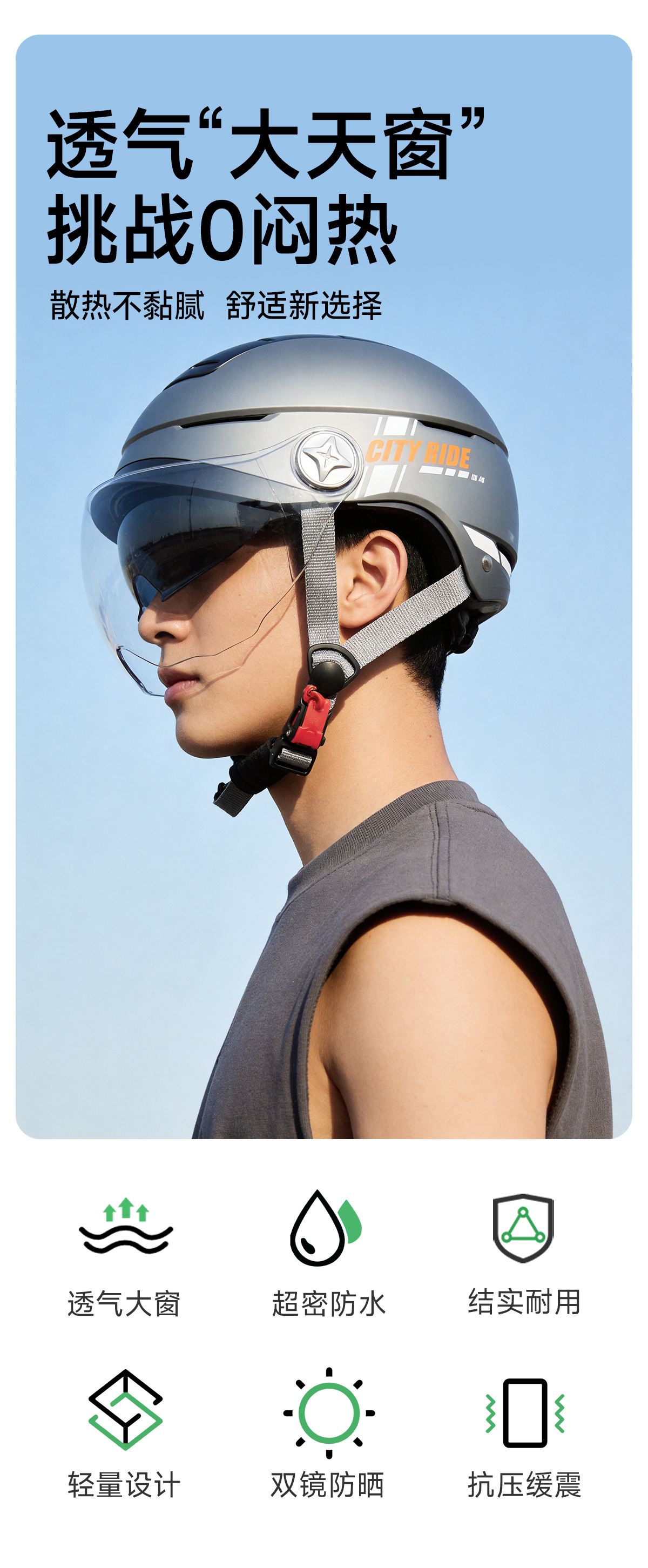 3C sunroof helmet, electric vehicle helmet, unisex universal size, ventilated summer helmet, summer half helmet, motorcycle helmet