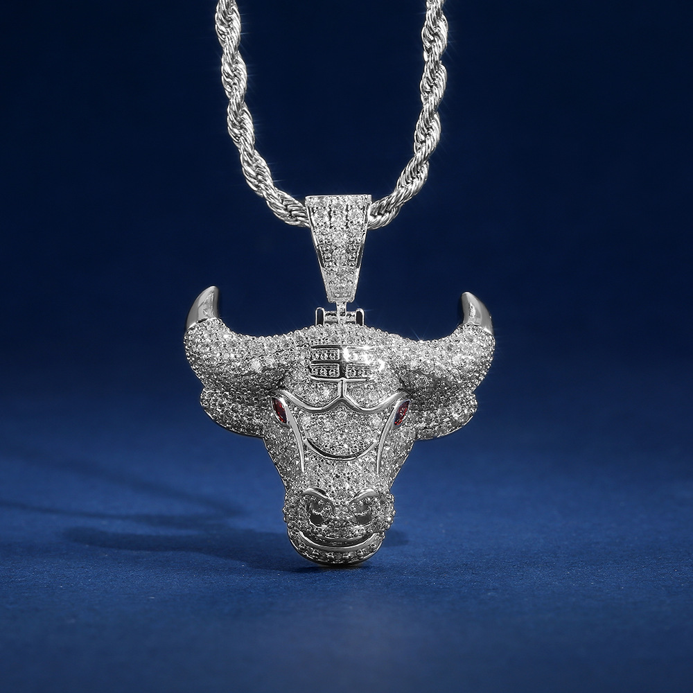 new creative zodiac bull head pendant necklace copper micro-inlaid zircon necklace
