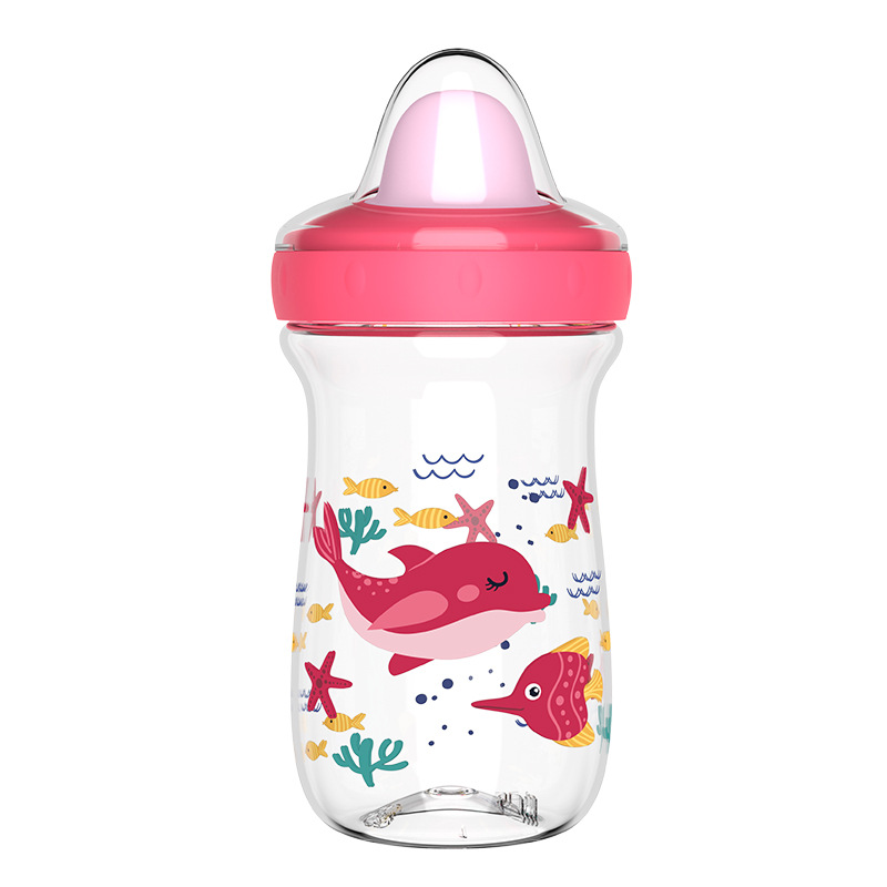 Caricatura de gran capacidad bebés tazas de agua de boca de pato bebés agua potable portátil anticaídas tazas de aprendizaje de bebés cubiertos de entrenamiento