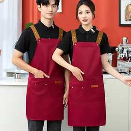 防水围裙logo印字餐饮饭店美甲店工作服女高颜值防水围腰美甲围裙