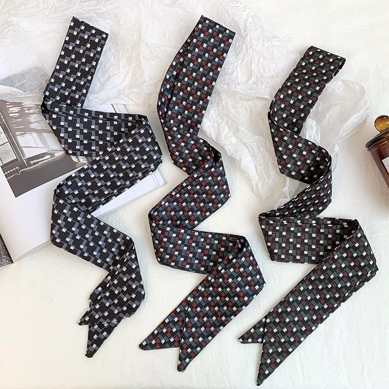 Bufanda de seda de lunares, banda larga, sensación de alta gama, nuevo estilo multiusos, todo-fósforo, bufanda pequeña, pañuelo para el cabello, cinturón de cinta para el cabello