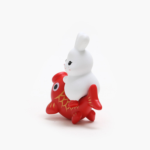 Fish You Together Cartoon Cute Desktop Rabbit Ornament Home Decor Valentine's Day Gift Cultural Creative Product