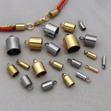 不锈钢平头法码吊钟手工diy手链项链皮绳连接扣绳帽饰品材料配件