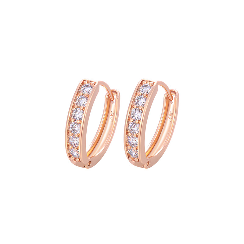 Hebillas de Oreja Geométricas de Aleación de Cobre Chapadas en Oro de 18K, Diseño Ovalado, para Mujer
