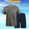 Set, shorts, with short sleeve