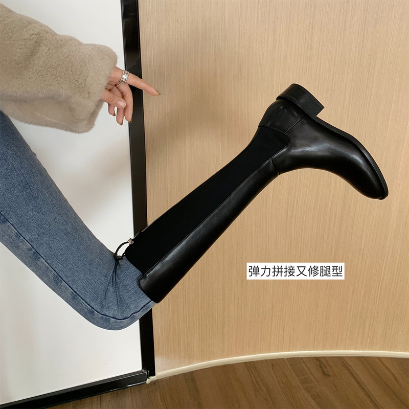 【 jill大姐姐同款】葡萄妈Studiolee秋冬长筒靴女显瘦真皮骑士靴|undefined