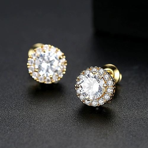 锦瑟 Earrings, copper brand zirconium, wholesale, flowered, Korean style, simple and elegant design