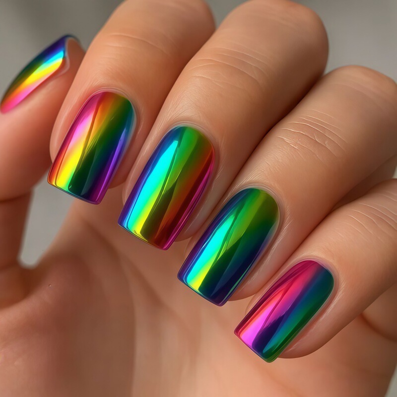 Holographic Rainbow Wearable Nails Mirror Electroplated Laser Metal Fake Nails Press on Nails Manicure Tc-48 Holographic Rainbow Wearable Nails Mirror Electroplated Laser Metal Fake Nails Press on Nails Manicure Tc-48