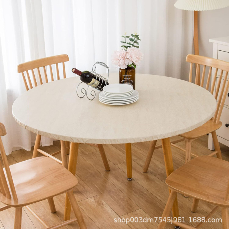 Flannel backing tablecloth beige artificial wood grain tablecloth waterproof non-slip anti-fouling PVC plastic dining table cover wholesale