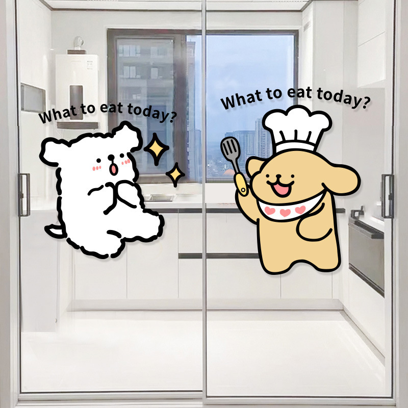 Cooking-Themed Puppy Kitchen Sliding Door Anti-Collision Glass Sticker Creative Cover-Up Decal Wall Sticker Self-Adhesive Static Sticker Cooking-Themed Puppy Kitchen Sliding Door Anti-Collision Glass Sticker Creative Cover-Up Decal Wall Sticker Self-Adhesive Static Sticker