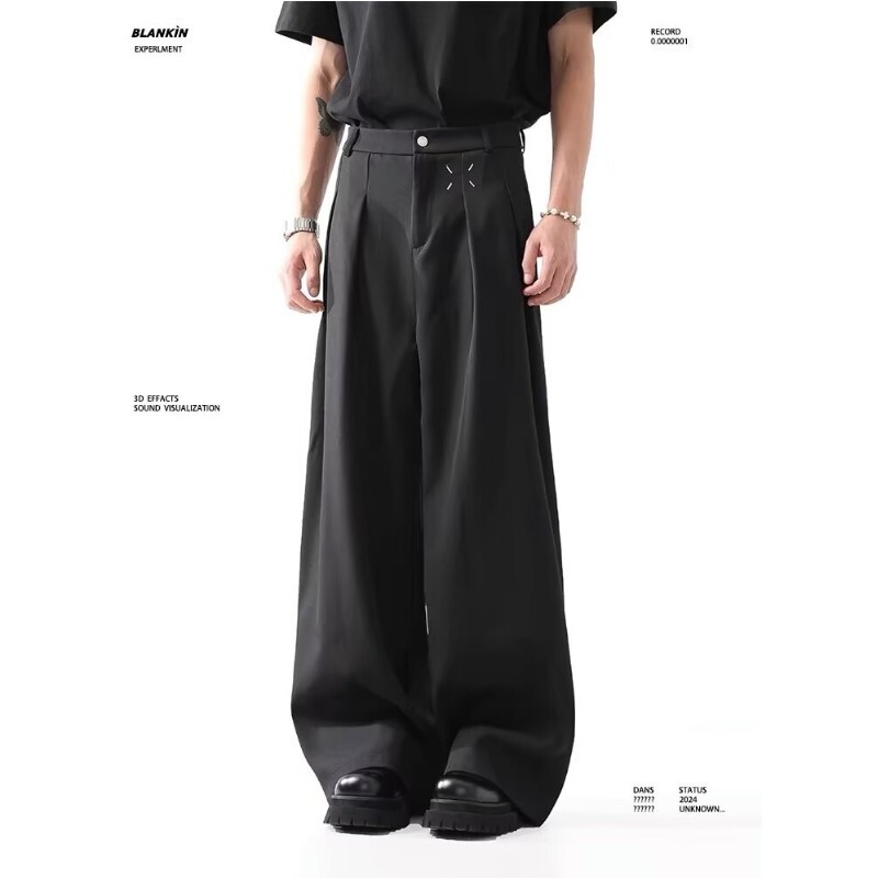 Margiela cleanfit Black Trousers Men's Spring and Autumn Wide Leg Loose Casual Professional Suit Trendy Trousers Margiela cleanfit Black Trousers Men's Spring and Autumn Wide Leg Loose Casual Professional Suit Trendy Trousers