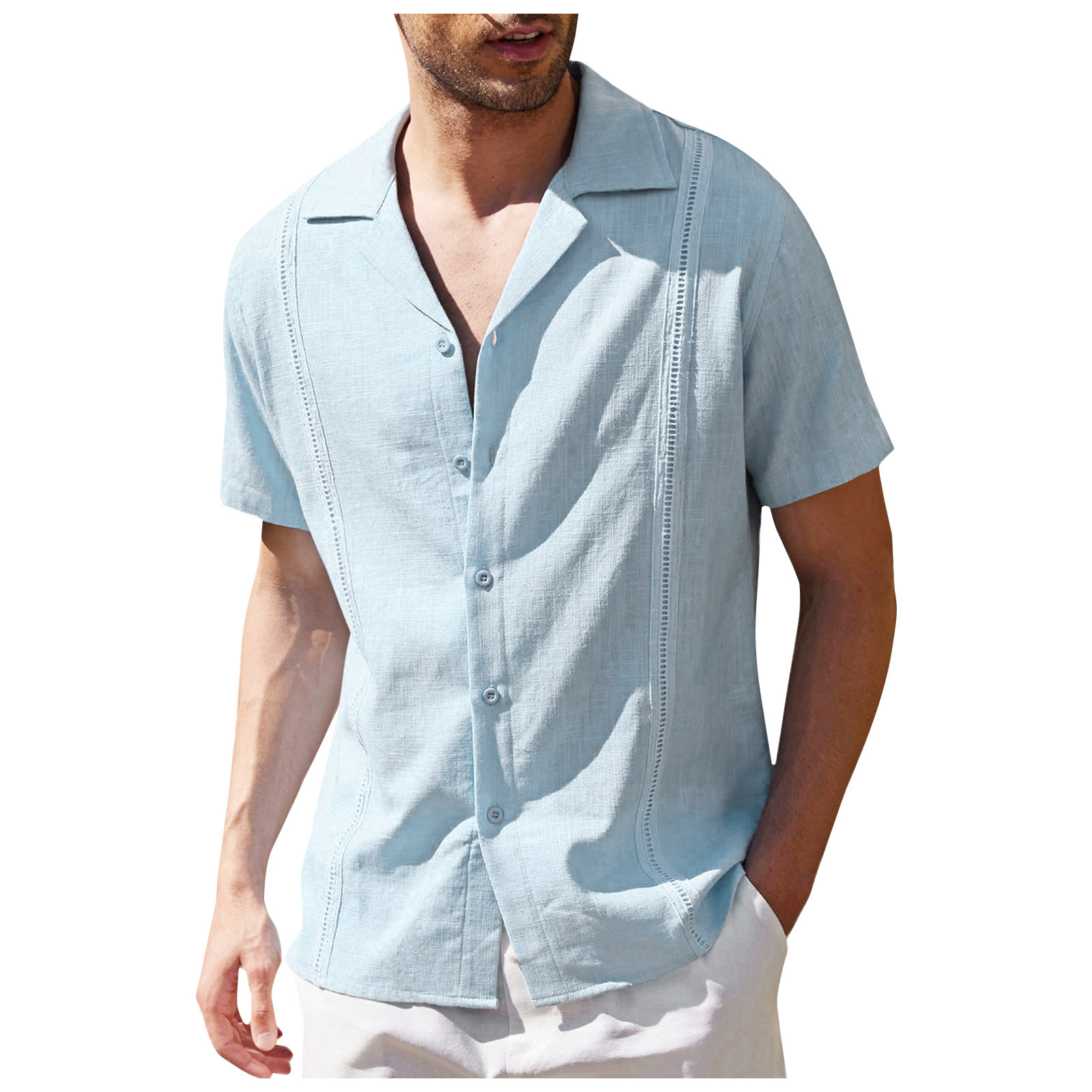 Men's Solid Color Simple Style Turndown Short Sleeve Slim Men's T-shirt display picture 4