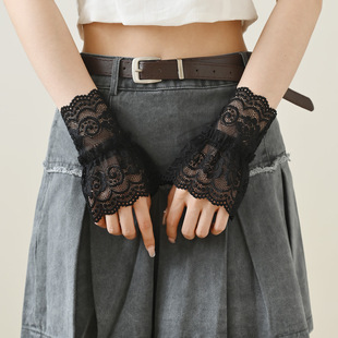 Lace Mesh Hollow Crochet Fake Cuff Women's Trendy Trumpet Cuff Lace Fake Sleeve Cuff Wrist Cover Wholesale