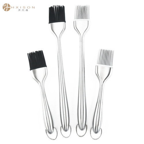Cross-border stainless steel silicone brush household barbecue brush pizza brush long brush bread sweep kitchen baking oil brush