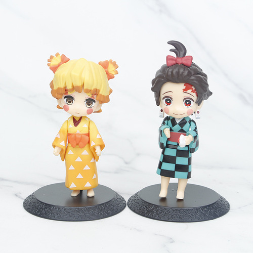 Demon Slayer Figure Model Kuo Youhen Hanajie Kimono Tanjiro Inosuke Zenitsu Car Cake Ornament Doll