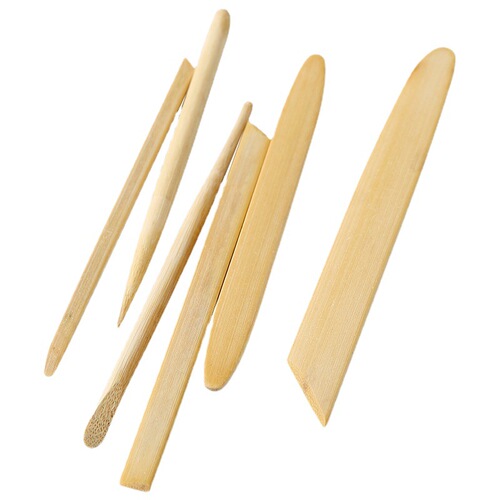 Ceramic Tools Bamboo Clay Sculpture 6-piece Set Round-Head Bamboo Scraper Buddha Statue Sculpture Carving Soft Clay Craft Repair Knife