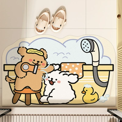 Puppy Bath Bathroom Floor Mat – Avtomobil döşəmə paspasları - puppy-blowing-hair-4060cm-diatom-mud-second-generation