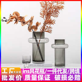 北欧现代简约百搭欧式圆筒透明玻璃花瓶花器花艺插花鲜花家居客厅