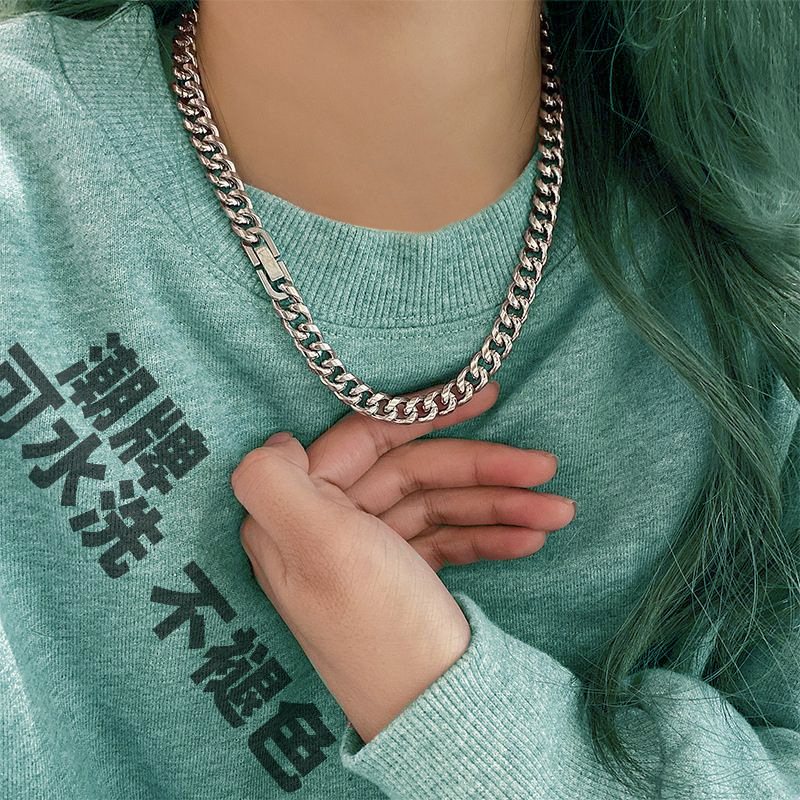 스틸 컬러 6mm 쿠바 체인 50cm