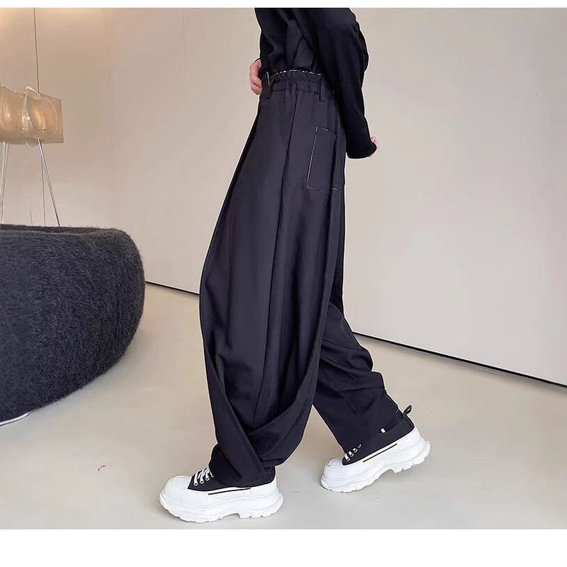 Yamamoto yaosi Japanese style wide-leg pants men's draping suit pants harem pants loose hair stylist fashion brand men's casual pants