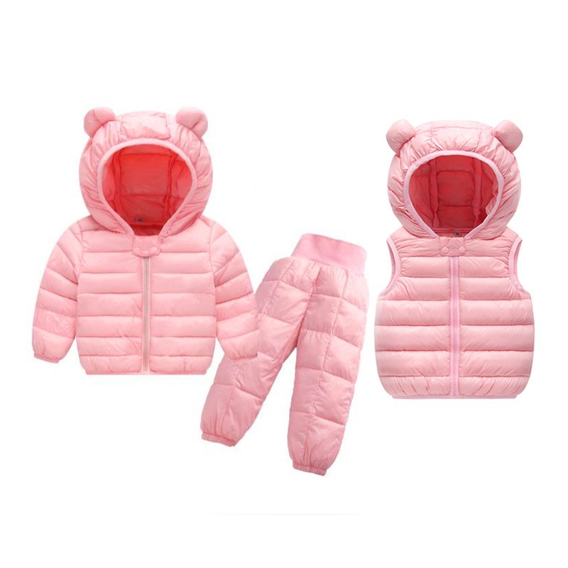 Otoño e invierno nuevo traje de ropa acolchada de algodón ligero para niños chaleco acolchado de algodón cálido para niños pantalones acolchados de algodón traje infantil