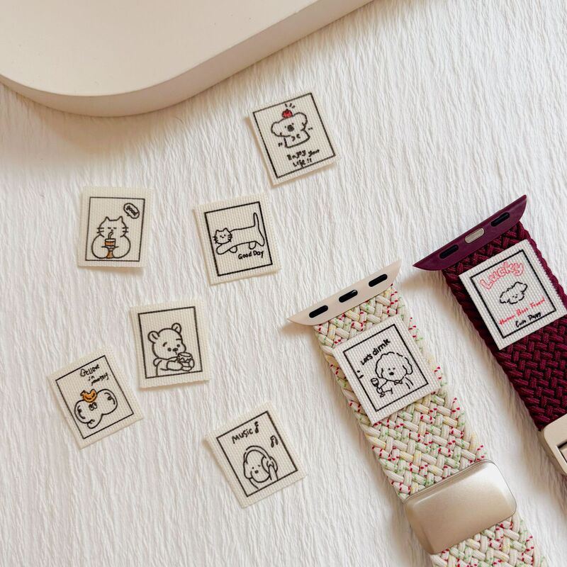 Mini Cute Cartoon Decorative Labels Bear Puppy Koala Apple Watch Strap Pet Doll Clothes Journal Cloth Stickers
