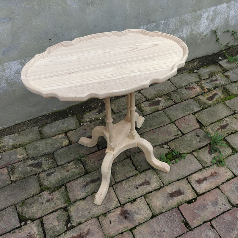 American Roman Column Simple Casual Oval Design Solid Wood Small Coffee Table Wedding Photo Studio Simple Log Negotiation Table