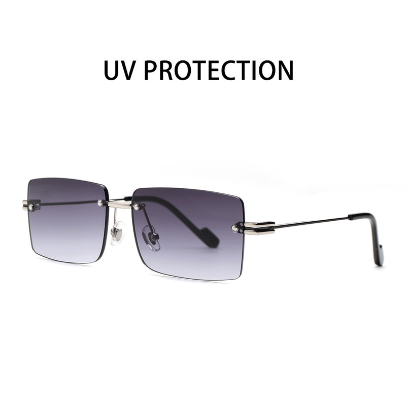 Wl2010 New Metal Personalized Punk Sunglasses Women's European and American Trendy Frameless Cut Edge Retro All-Match Sunglasses