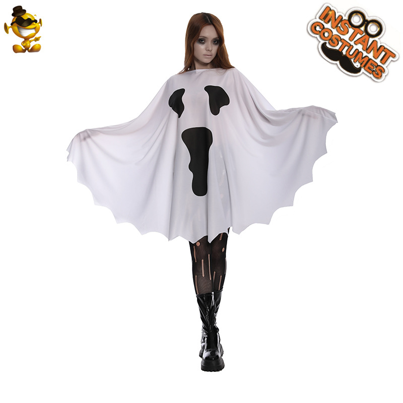 Transfronterizo adulto mujer blanco fantasma capa Halloween horror fantasma disfraz mascarada Cosplay ropa image 7