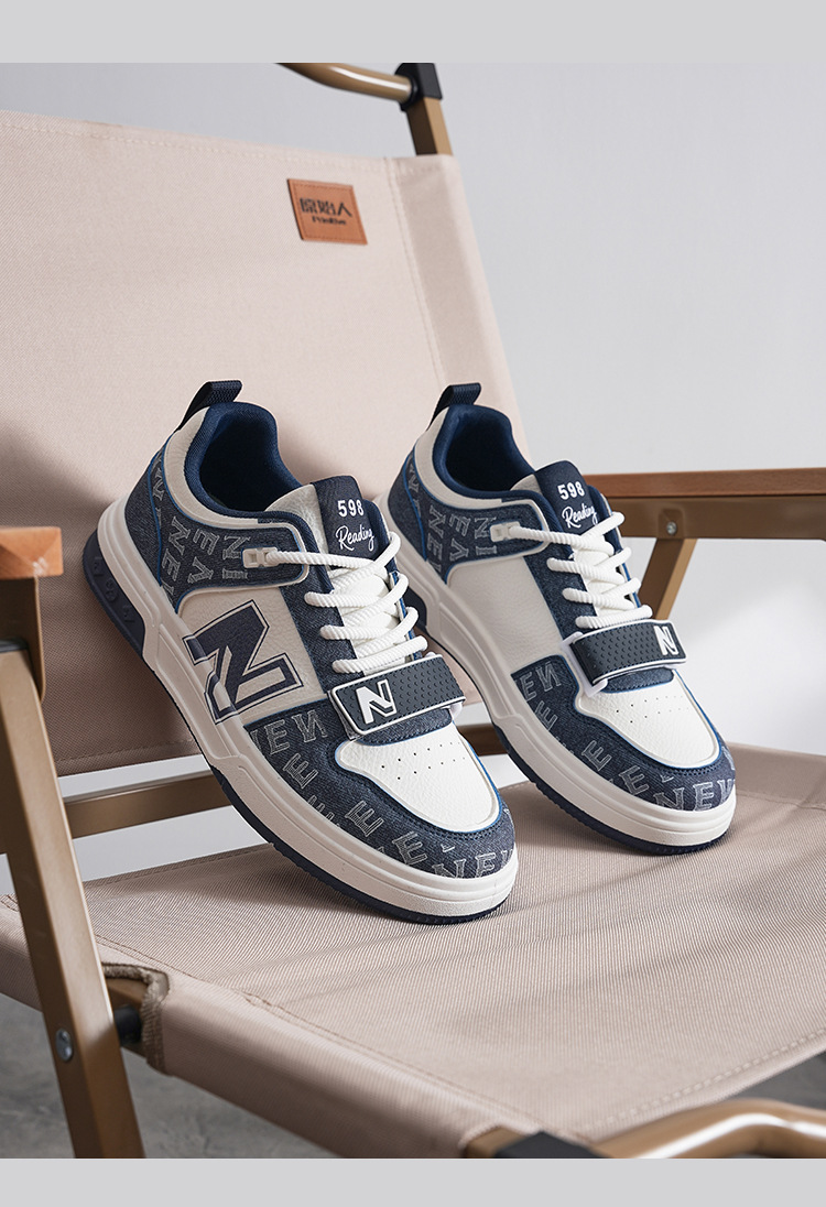 Giày sneaker unisex cổ thấp phong cách thể thao đường phố đế dày — 598-2 Trắng Đen chi tiết 15