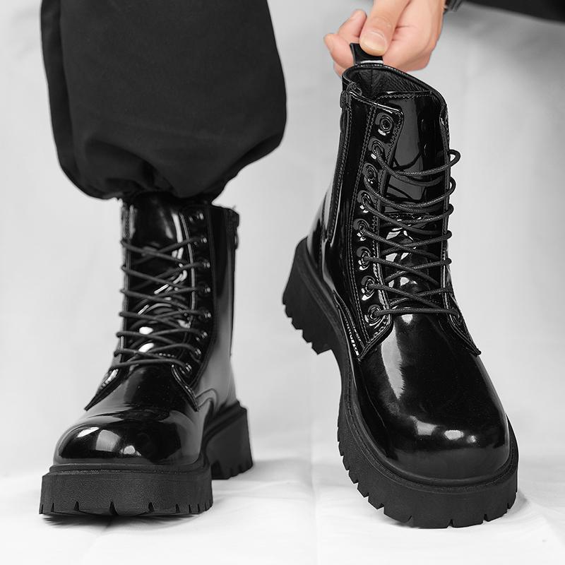 Martin Boots for Men 2026 New Winter Black British Style Motorcycle Work Boots High-Top Soft Leather Waterproof Casual Leather Boots