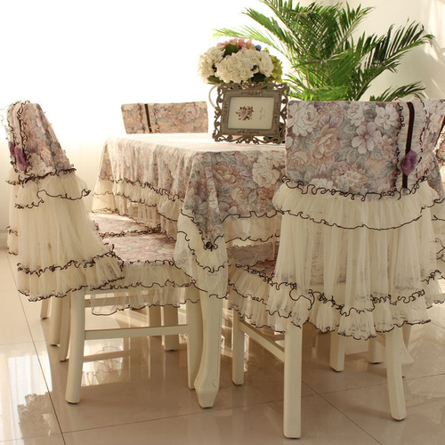 长方形餐桌布椅套椅垫套装欧式茶几桌布布艺餐桌椅子套罩台布蕾丝