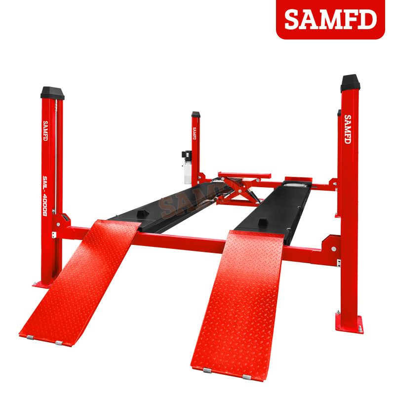 SAMFD coche de cuatro columnas elevador de neumáticos de vehículo elevador 3D cuatro ruedas localizador de 4 toneladas taller de reparación