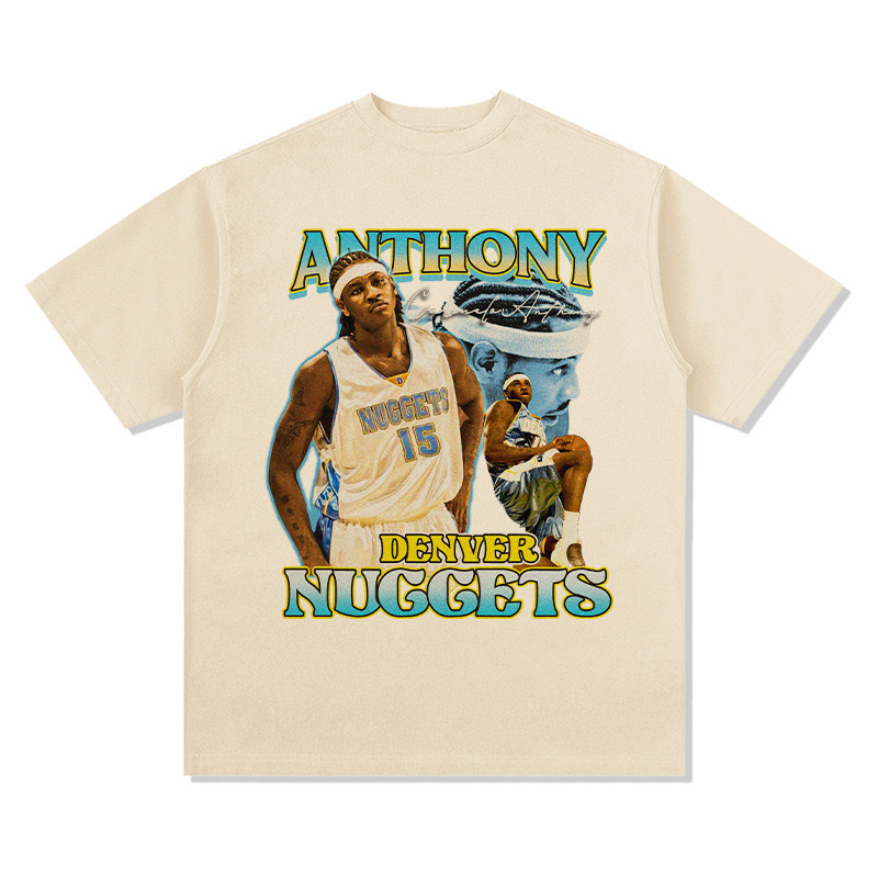 Antony American Star camiseta callejera hip-hop marca de tendencia impresión retro hacer viejos lavado pesado suelto mangas cortas image 10